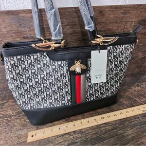 Chic Black and White Designer Shoulder Bag